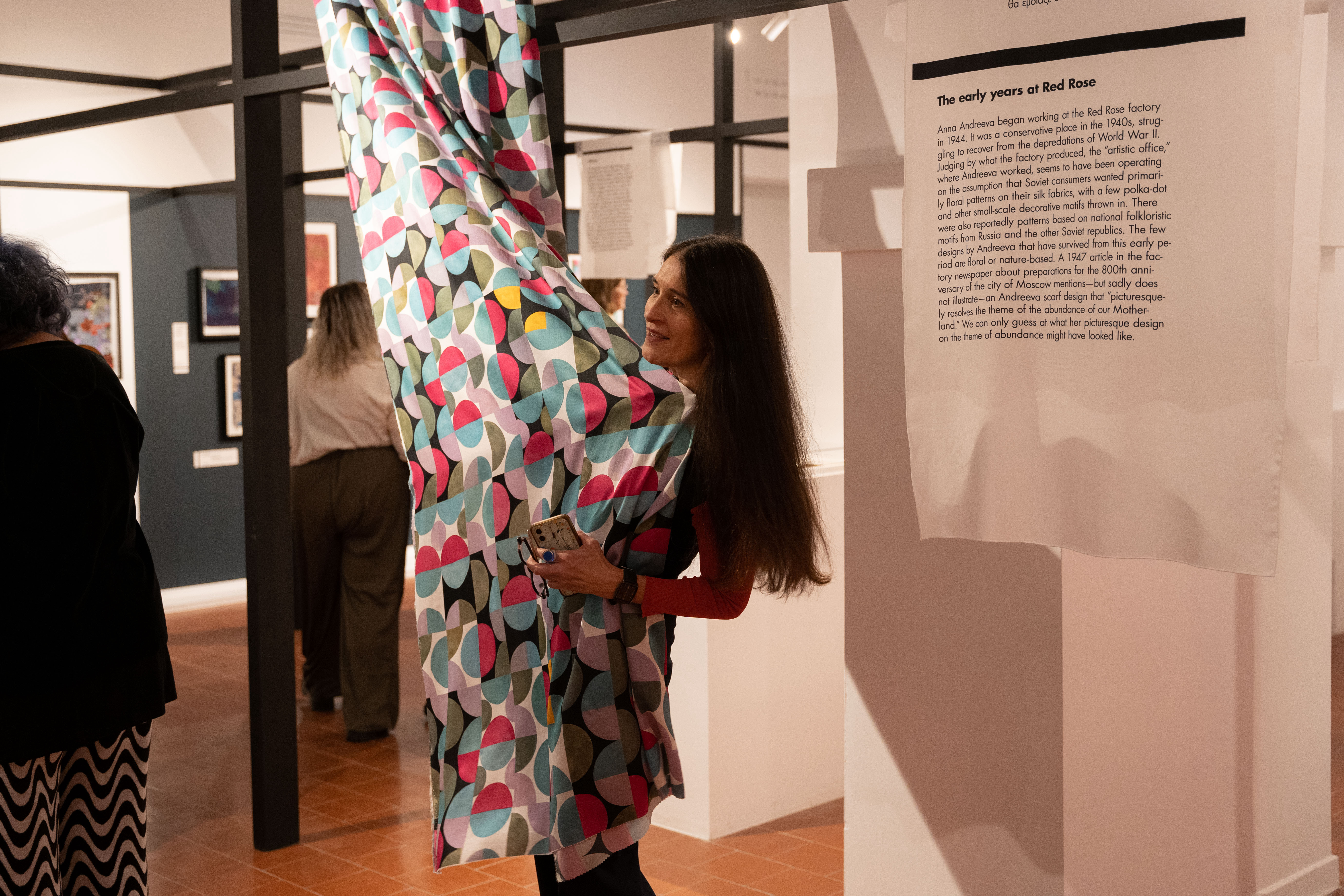 Christina Kiaer with a recreation of a fabric design.